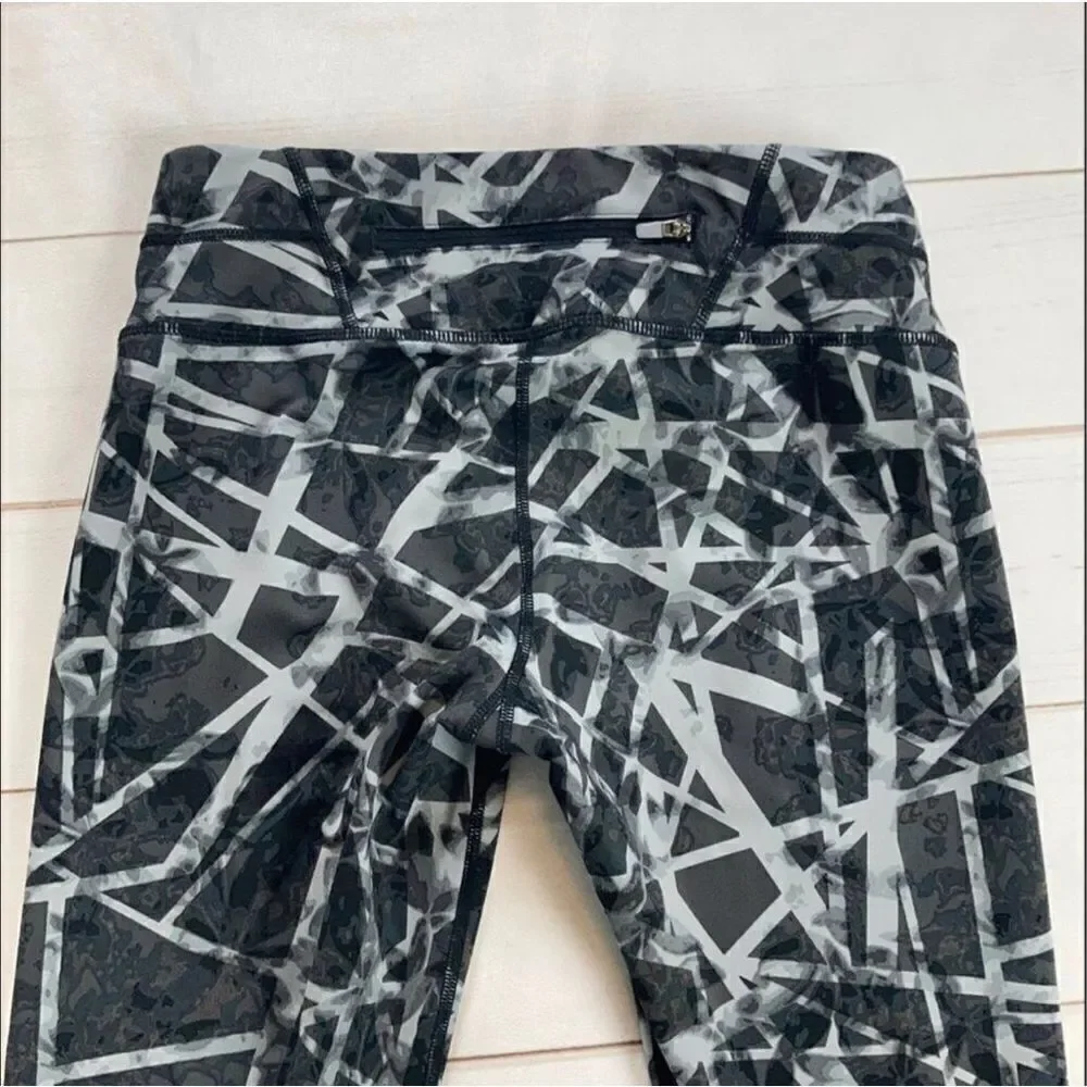 Athleta Floral Geo Sonar Leggings Slate Gray Size Small